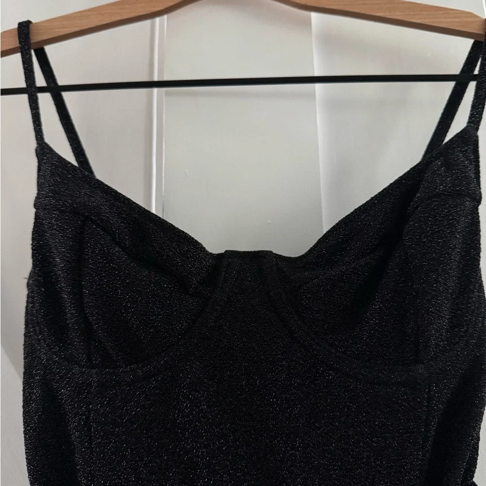 JONATHAN SIMKHAI Signature Noa Women’s Shimmery Black One Piece Swimsuit - Picture 3 of 10